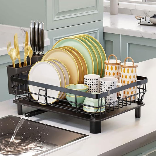 Iron Dish Drying Rack with Drainboard