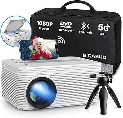 5G WiFi Bluetooth Projector with DVD Player