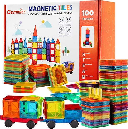 Magnetic Tiles 100 PCS with 2 Cars