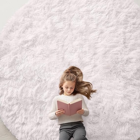 White Round Rugs for Bedroom